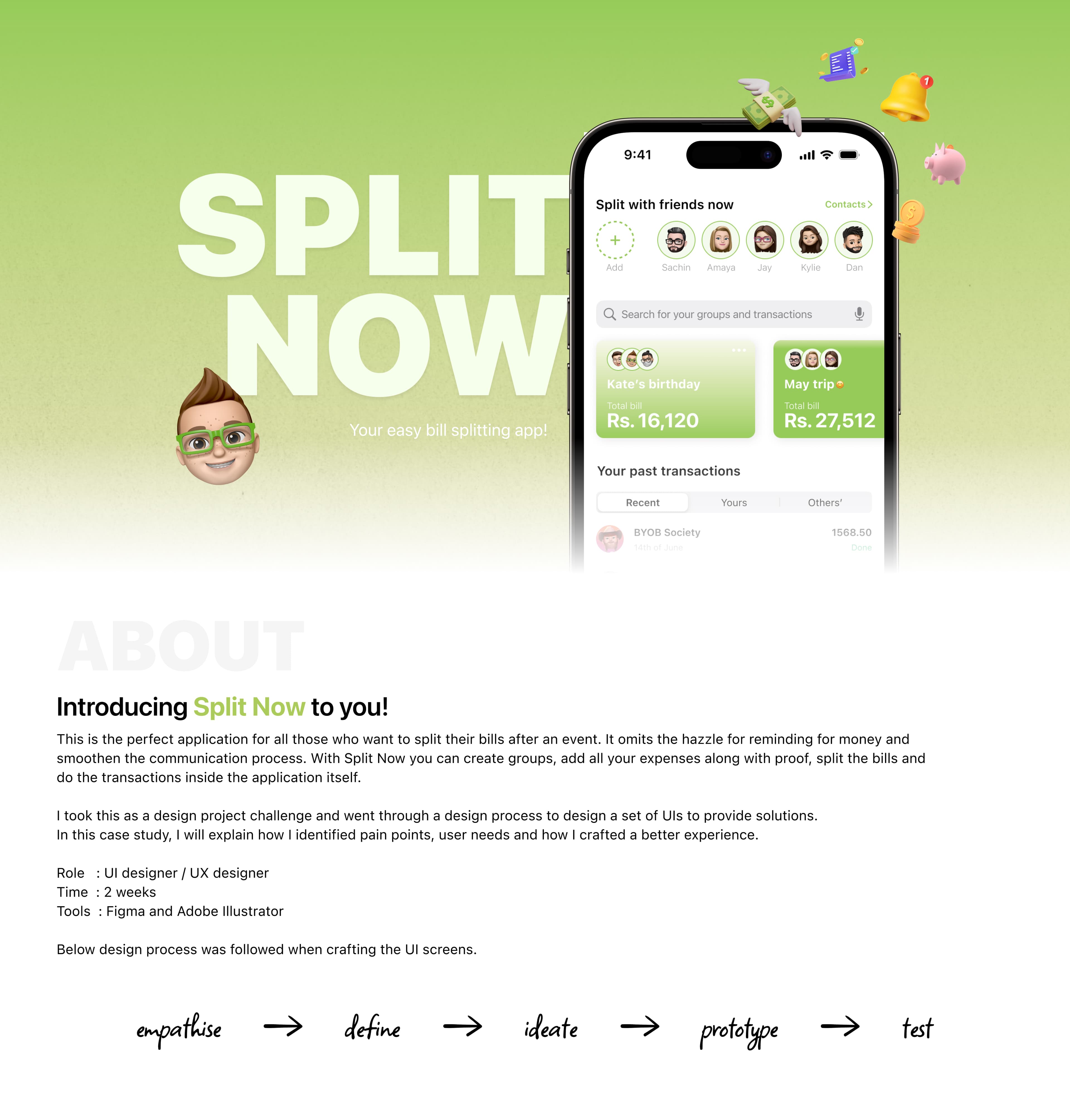 Split Now - Bill sharing app